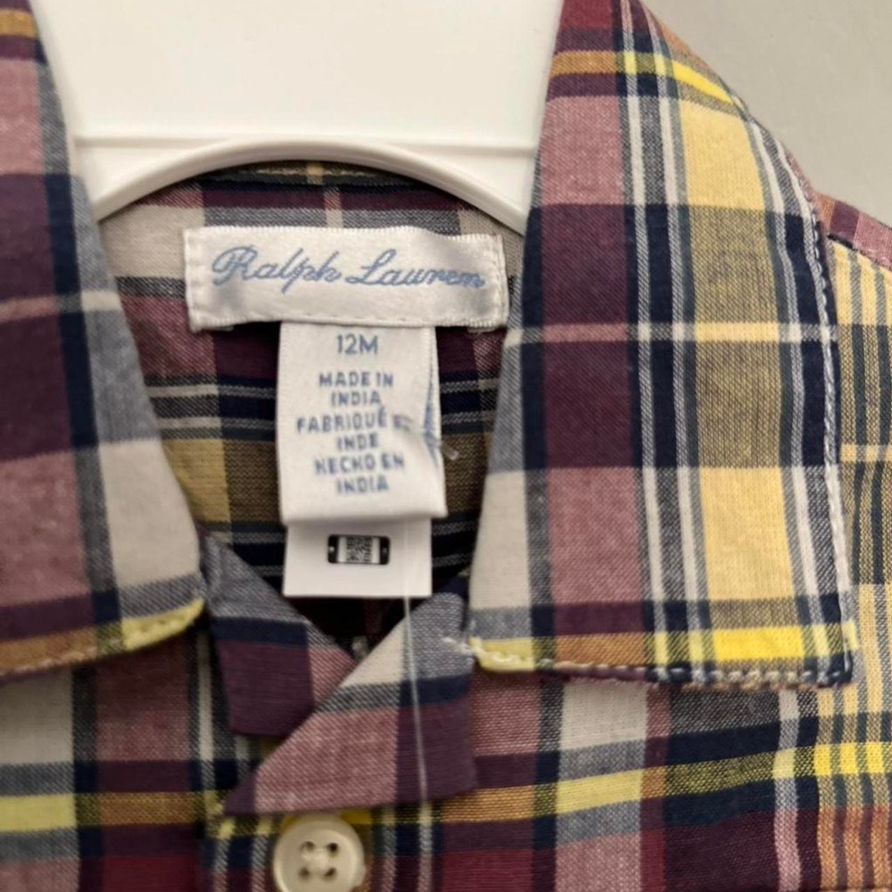 Ralph Lauren Plaid Infant Boys Romper with Snap Bottom Size 12 months NWT preppy - Picture 3 of 8